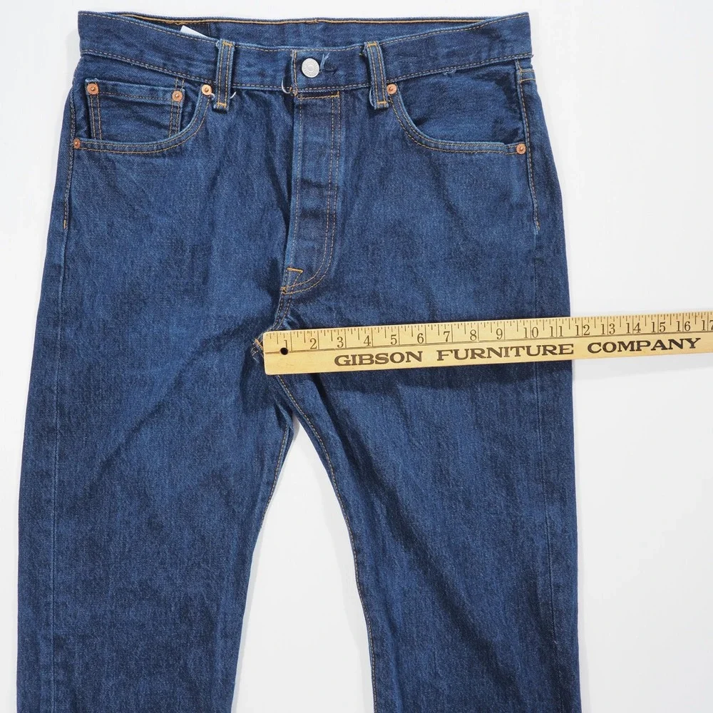 Levis 501 0000 Jeans Mens 34x32 Blue Dark Wash Denim Straight Leg Button Fly